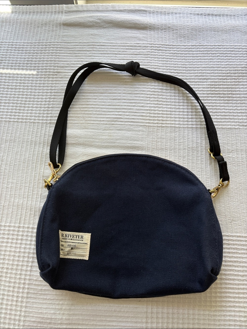 R. Riveter Navy Canvas Crossbody Bag with Adjustable Strap
